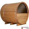 Thermory 4 Person Barrel Sauna with Back Window & front porch seating