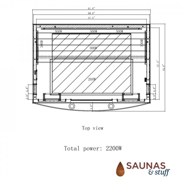 3 Person Ultra-Low-EMF Infrared Sauna - Dimensions