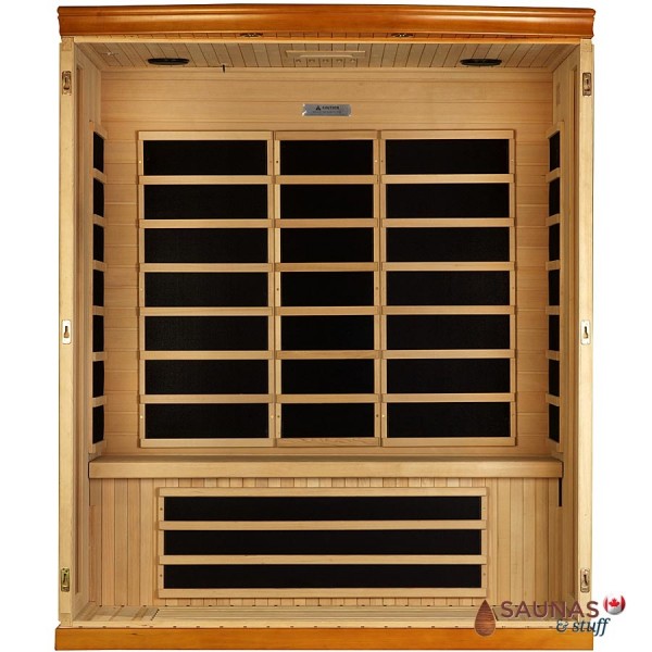 3 Person Hemlock Infrared Sauna, Front Wall Removed