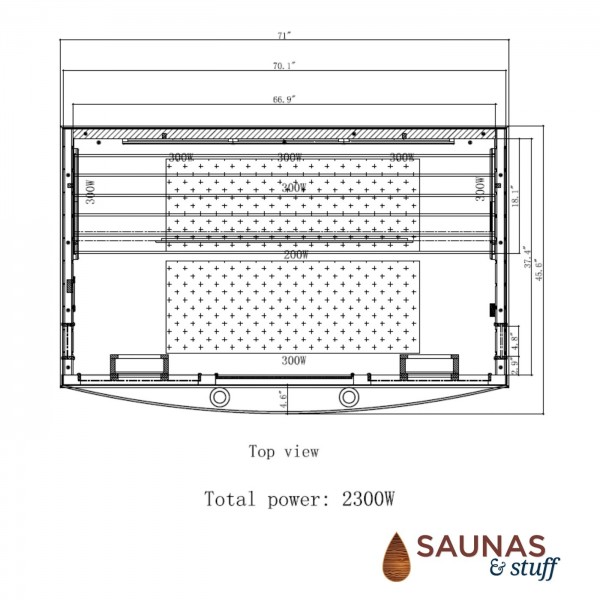 4 Person Ultra-Low-EMF Infrared Sauna - Dimensions