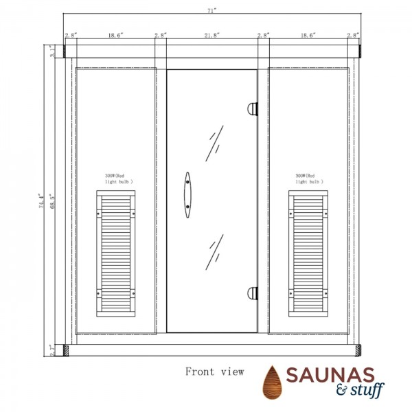 4 Person Ultra-Low-EMF Infrared Sauna - Dimensions